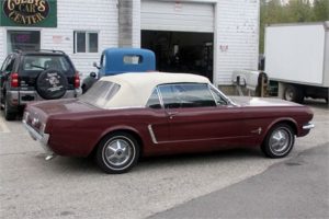 65 Mustang Convertible Burgundy and White