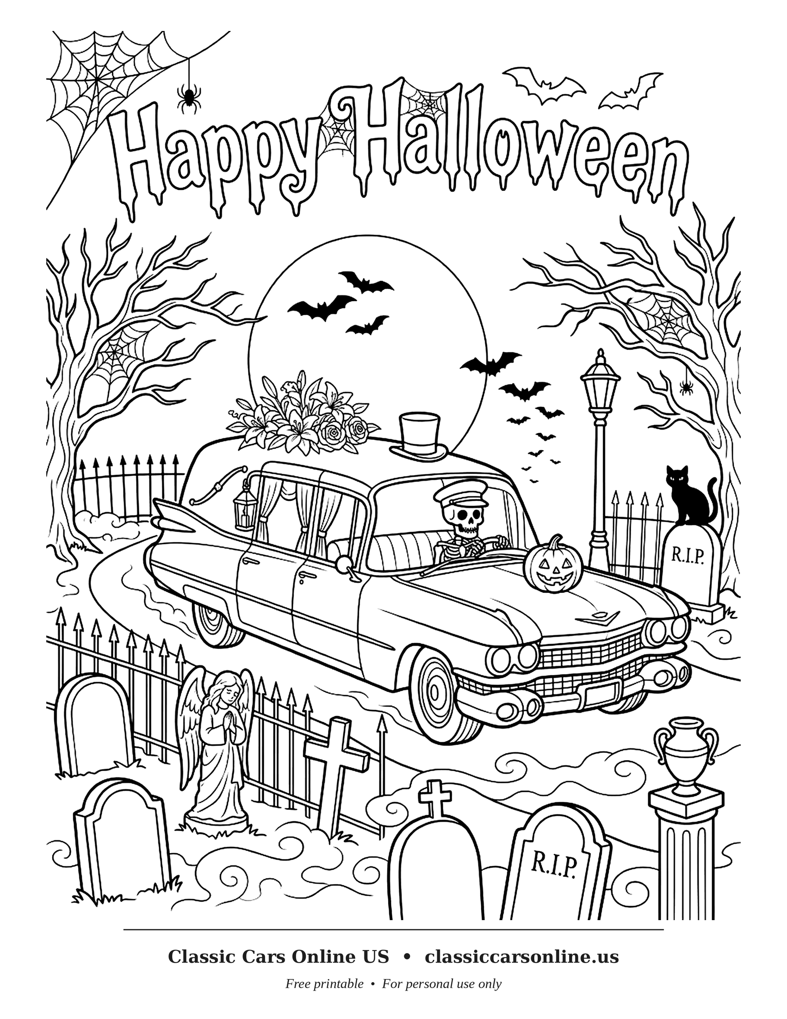 Decorating Your Classic Car for Halloween (Plus a Free Coloring Page)