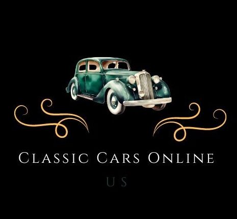 Classic Cars Online US logo with a green classic car and gold scrollwork