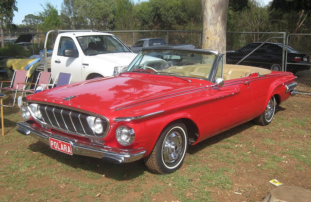 Red second-generation 1962 Dodge Polara convertible